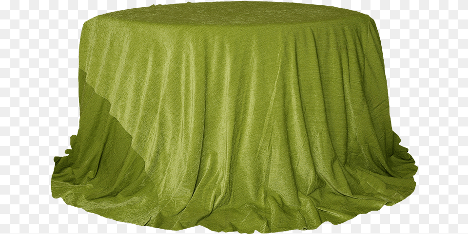 Round Table With Green Velvet Cover Weaving, Tablecloth, Bed, Furniture Png Image