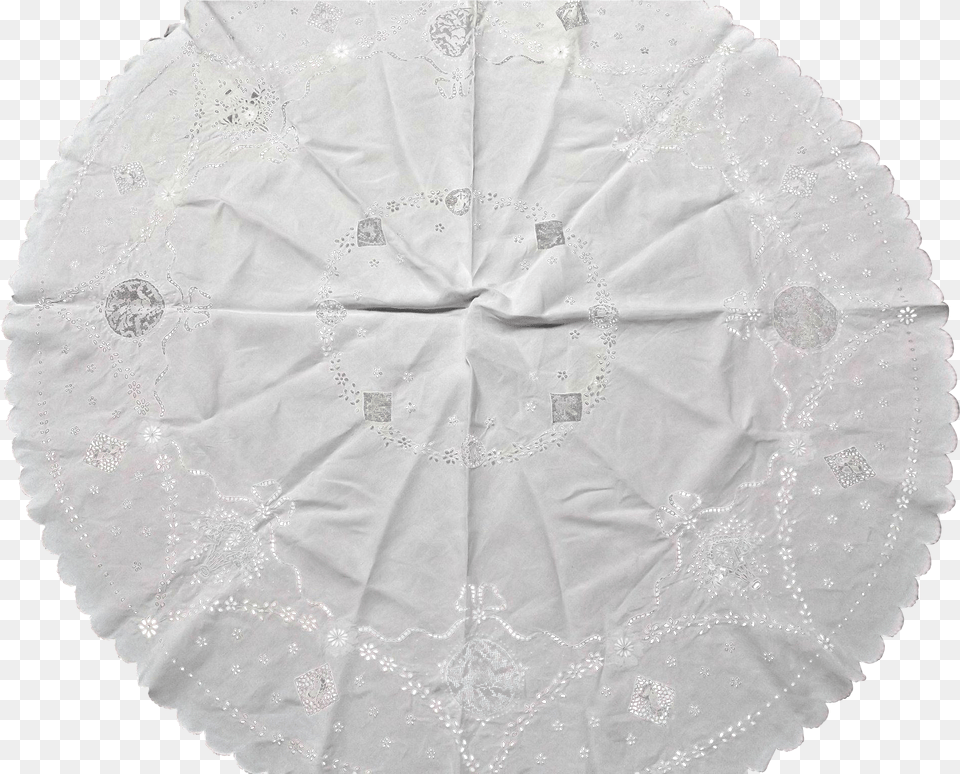 Round Vintage White Linen Table Cloth Cover With Cutwork Placemat, Home Decor, Tablecloth, Blouse, Clothing Png