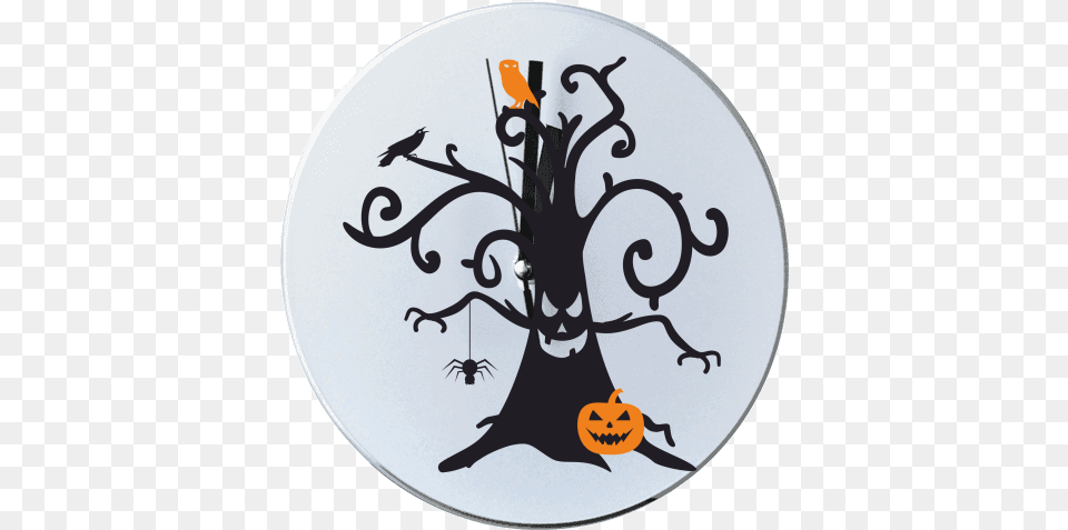 Round Wall Clock With Printing Halloween Tree Fceis Simples De Halloween, Animal, Bird Free Transparent Png
