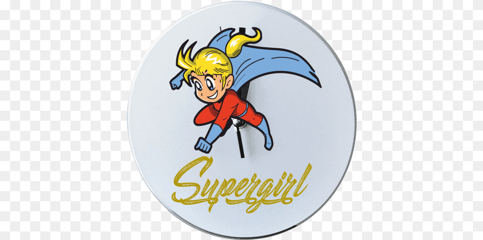 Round Wall Clock With Printing Supergirl Cartoon, Baby, Person, Face, Head Free Png
