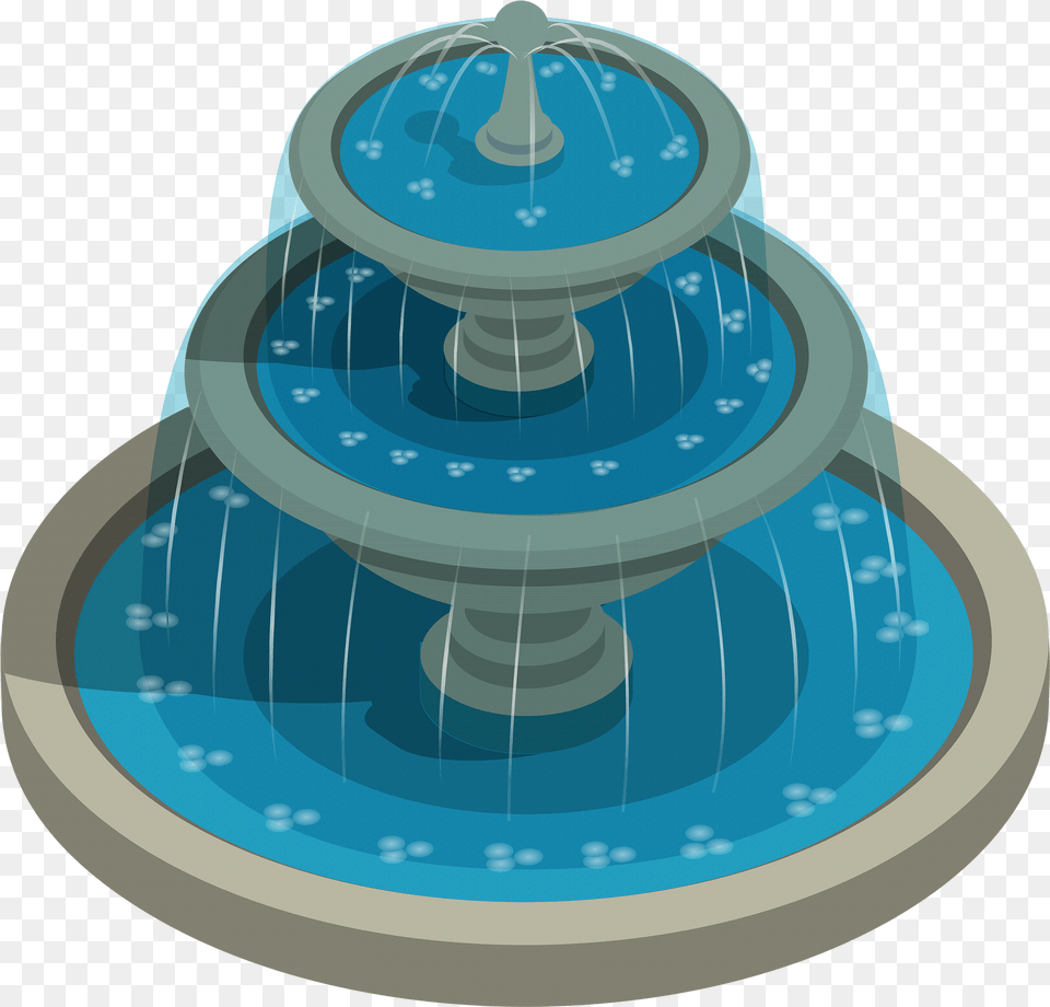 Round Water Fountain Clipart The Fountain In Garden Drawing Free Png