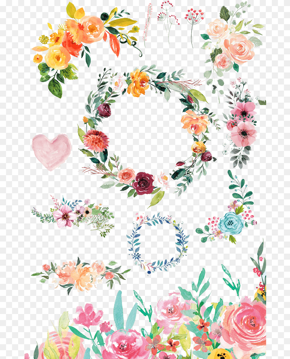 Round Watercolor Flowers, Art, Floral Design, Graphics, Pattern Free Transparent Png