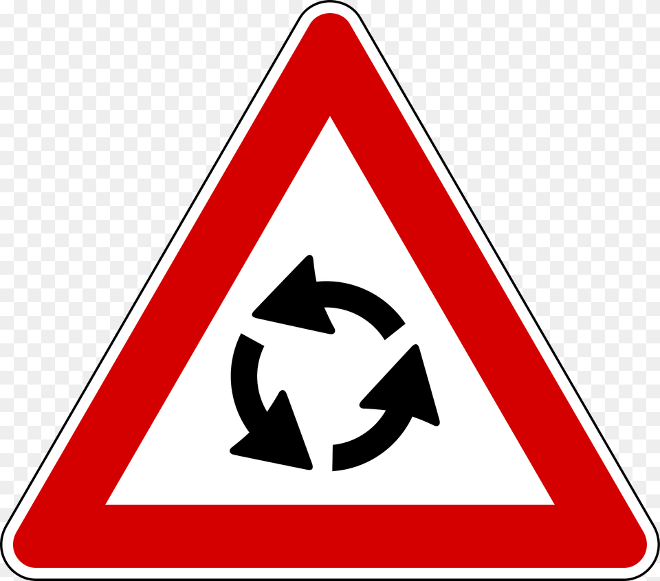 Roundabout Ahead Clipart, Sign, Symbol, Road Sign, Recycling Symbol Png Image