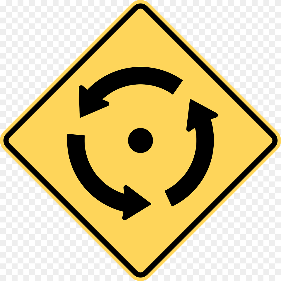 Roundabout Ahead Sign In British Columbia Clipart, Symbol, Road Sign, Blackboard Free Png Download