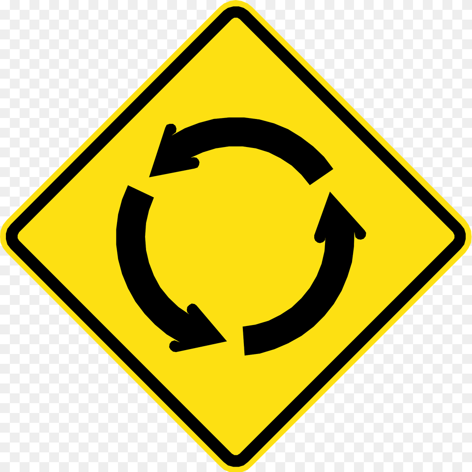 Roundabout Ahead Sign In Chile Clipart, Symbol, Road Sign Free Png Download