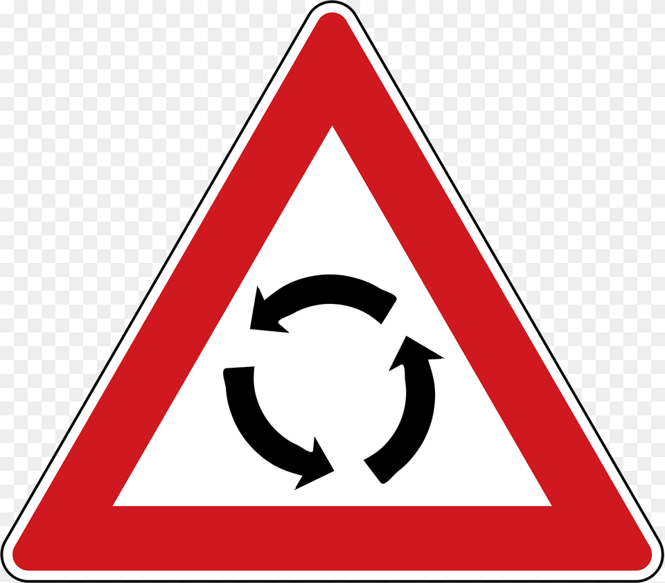 Roundabout Ahead Sign In Czech Republic Clipart, Symbol, Road Sign Png