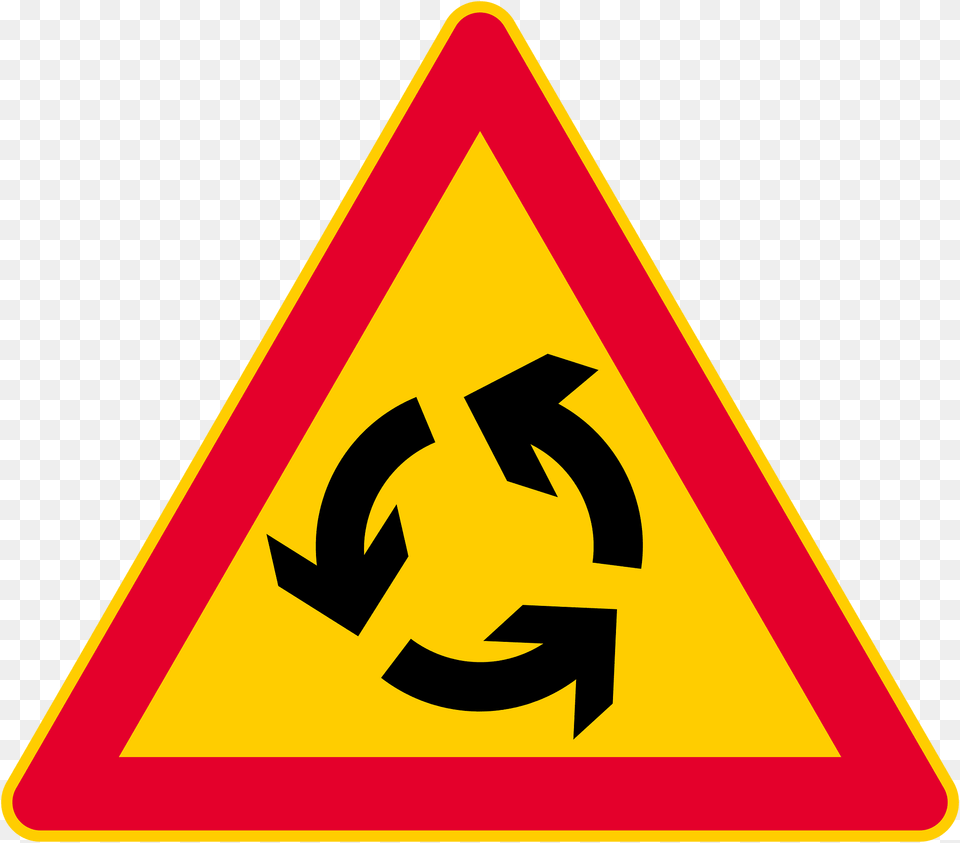 Roundabout Ahead Sign In Finland Clipart, Symbol, Road Sign Free Png Download