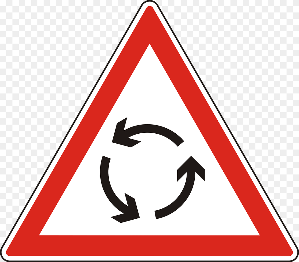 Roundabout Ahead Sign In Hungary Clipart, Symbol, Road Sign Png Image