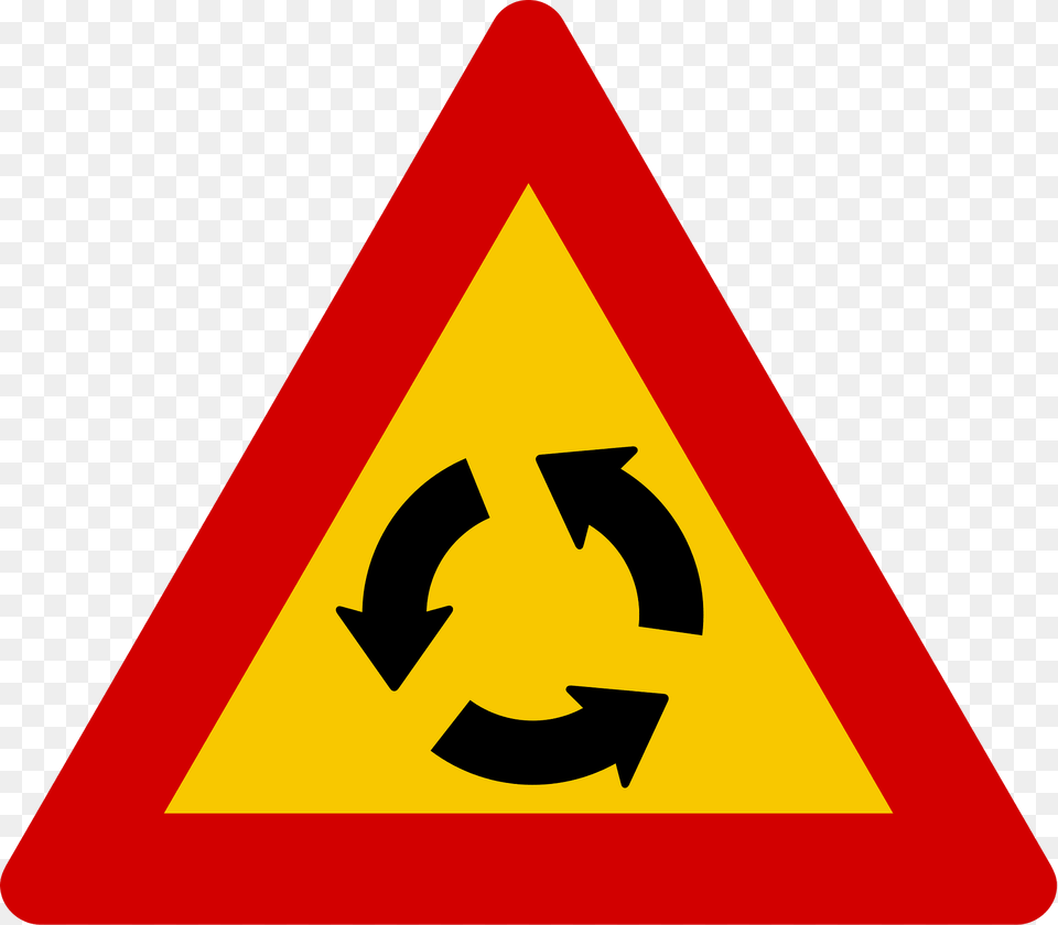 Roundabout Ahead Sign In Iceland Clipart, Symbol, Road Sign Free Transparent Png
