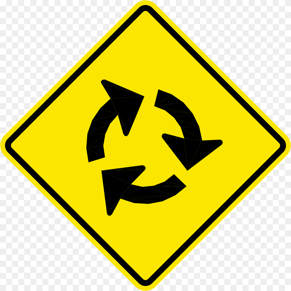 Roundabout Ahead Sign In Jamaica Clipart, Symbol, Road Sign, Recycling Symbol Png Image
