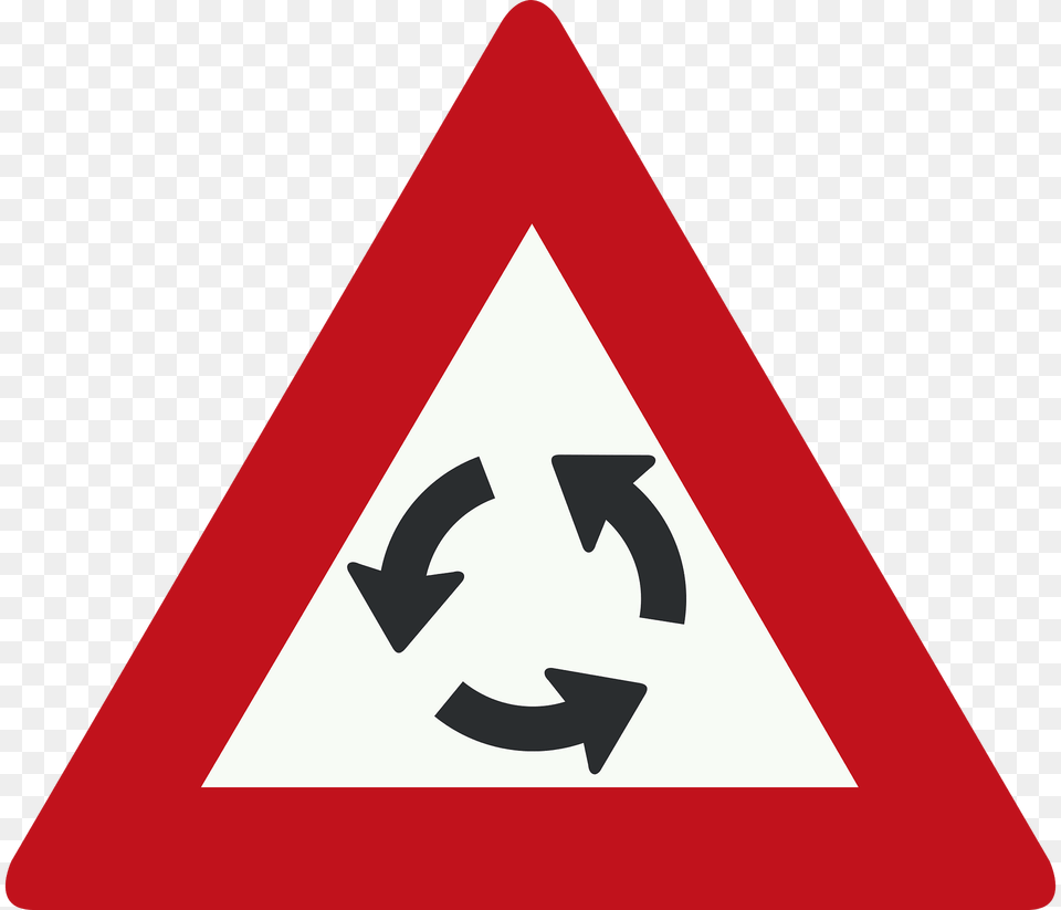 Roundabout Ahead Sign In Netherlands Clipart, Symbol, Road Sign, Recycling Symbol Free Transparent Png