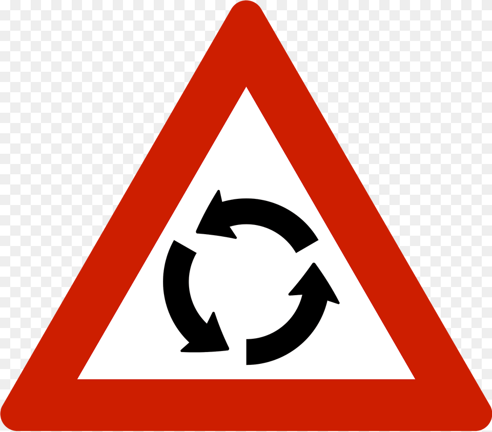 Roundabout Ahead Sign In Norway Clipart, Symbol, Road Sign Free Transparent Png