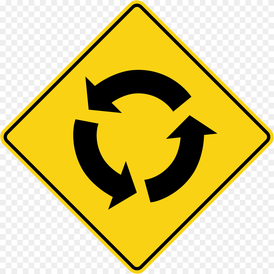 Roundabout Ahead Sign In Ontario Clipart, Symbol, Road Sign Png Image