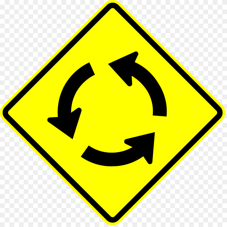 Roundabout Ahead Sign In Panama Clipart, Symbol, Road Sign Png