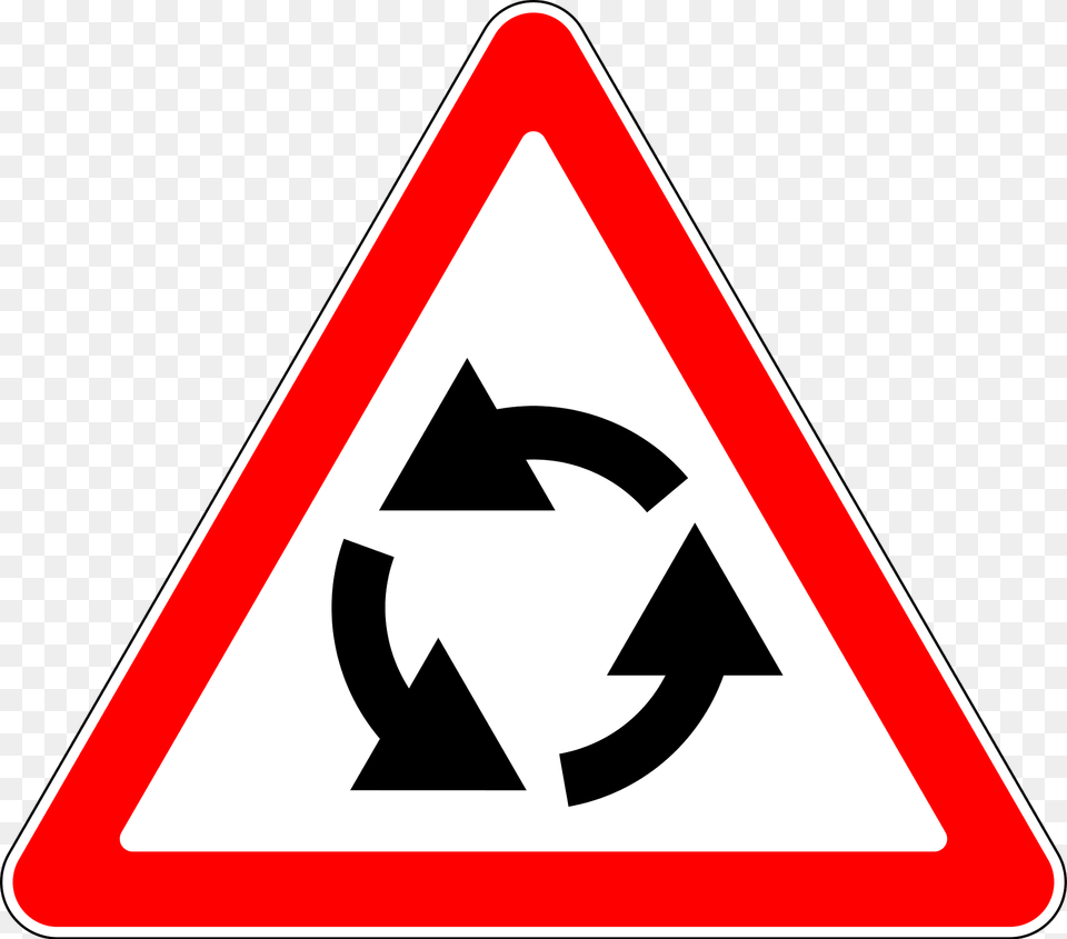 Roundabout Ahead Sign In Russia Clipart, Symbol, Road Sign, Recycling Symbol Free Png