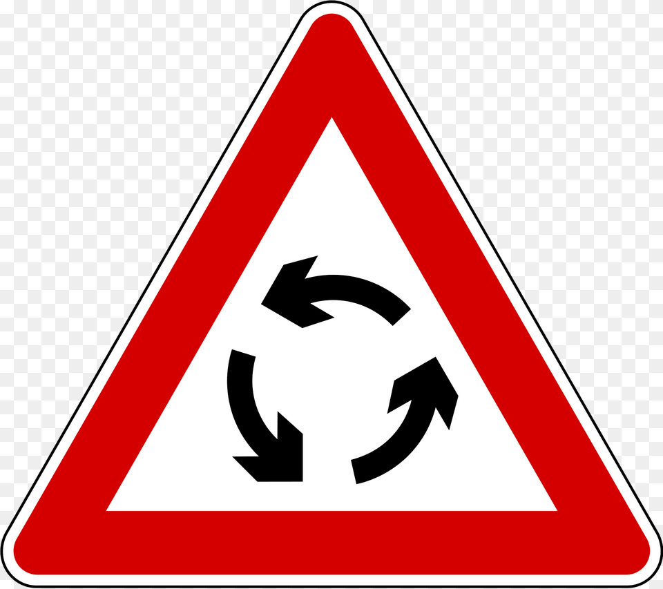 Roundabout Ahead Sign In Slovenia Clipart, Symbol, Road Sign Free Png