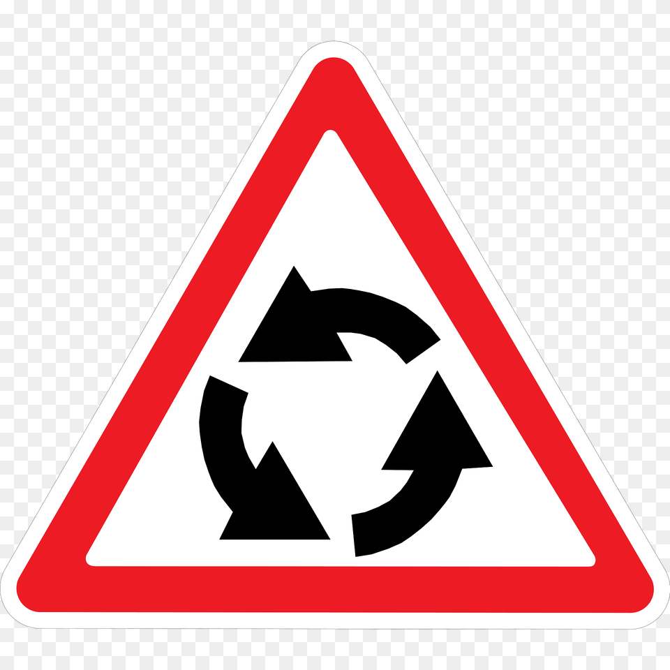 Roundabout Ahead Sign In Ukraine Clipart, Symbol, Road Sign, Recycling Symbol Free Png Download
