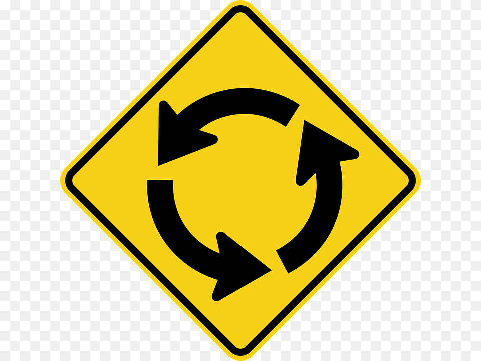 Roundabout Sign, Symbol, Road Sign Png Image