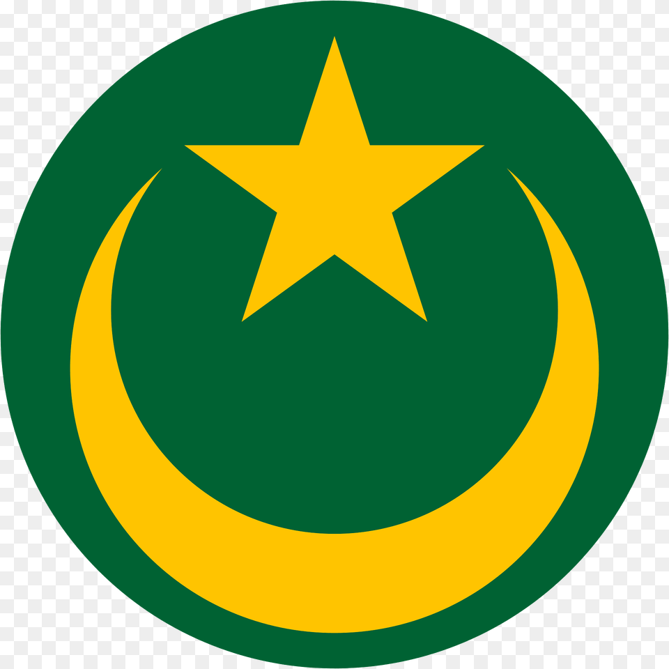 Roundel Of Mauritania Clipart, Symbol, Star Symbol, Logo, Disk Png