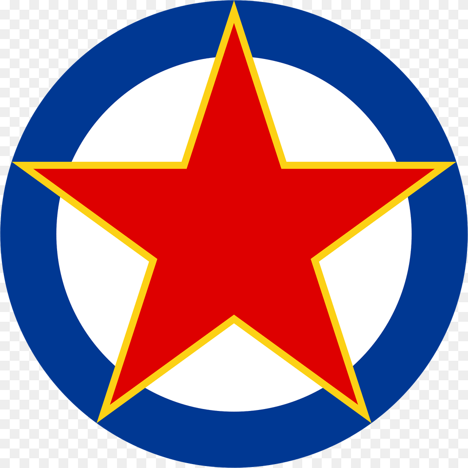 Roundel Of Sfr Yugoslavia Air Force Clipart, Star Symbol, Symbol Free Png