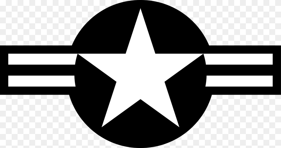Roundel Of The Usaf Black And White Clipart, Star Symbol, Symbol Png Image