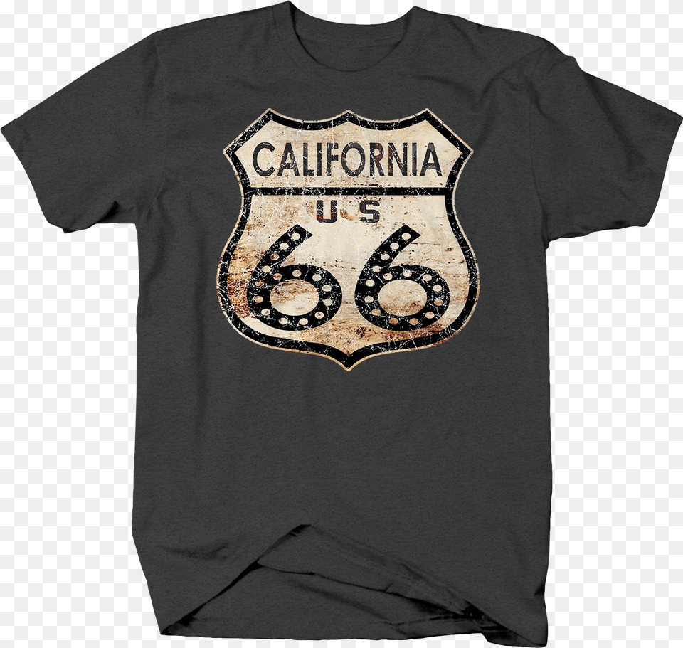 Route 66 Distressed Vintage Sign Mother Road Ride Active Shirt, Clothing, T-shirt, Logo Free Png Download