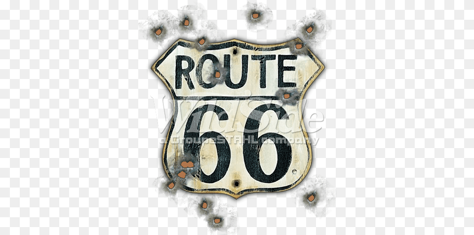 Route 66 Sign With Bullet Holes Artix Route 66 Gun Holes Traveler Gift For Birthday, Symbol, Badge, Logo, Text Png