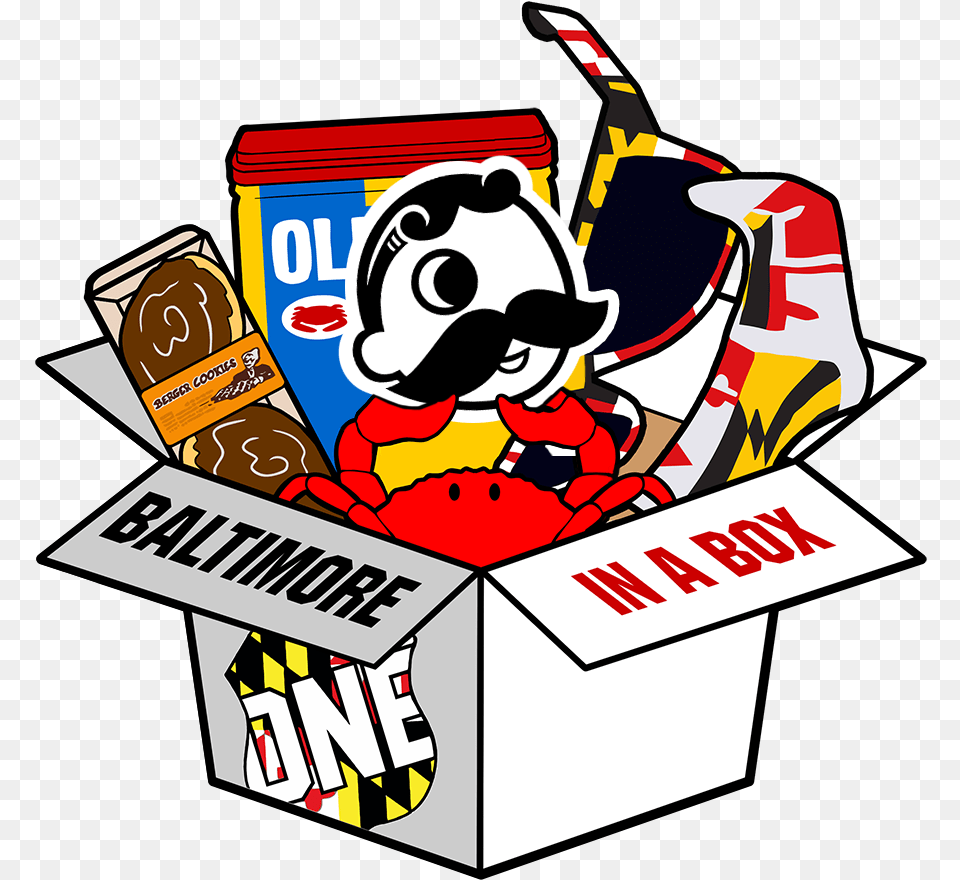 Route One Apparel Baltimore Box U2014 In A Food Package Logo, Baby, Person, Cardboard, Carton Free Transparent Png