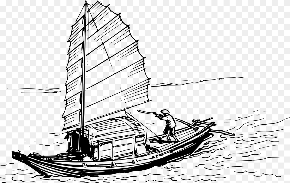 Row Boat Clipart Sampan Sampan Ship, Gray Png