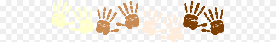 Row Of Multicultural Handprints Clip Art, Stain Free Png