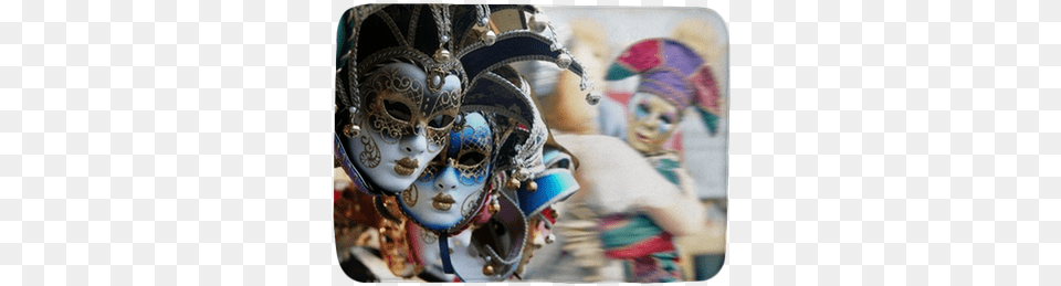 Row Of Venetian Masks In Gold And Blue Bath Mat Pixers Glass Slippers And Jeweled Masques A Twisted Tale, Carnival, Crowd, Person, Baby Png Image