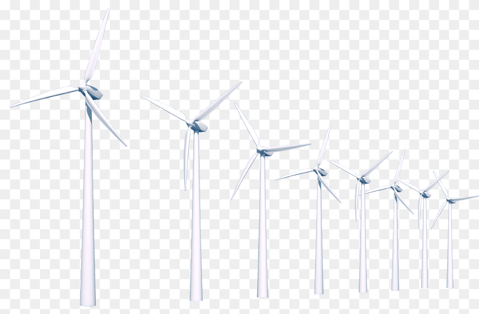 Row Of Wind Turbines, Engine, Machine, Motor, Turbine Png