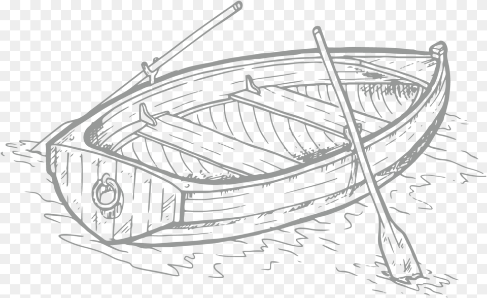Rowboat 01 Sketch, Boat, Dinghy, Transportation, Vehicle Png Image