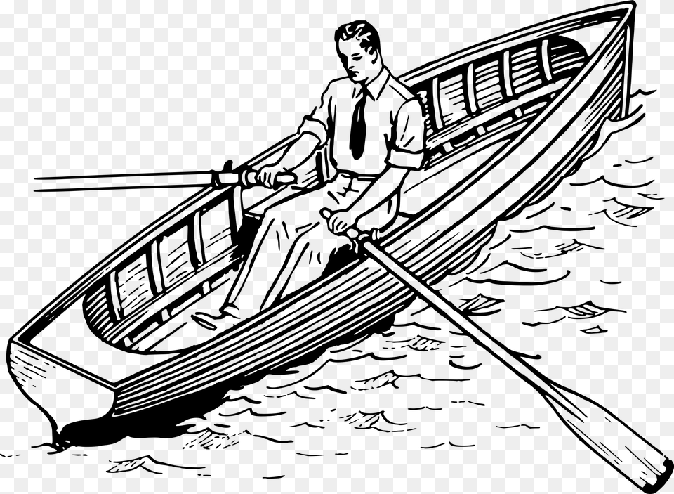 Rowboat 3 Clip Arts Sailing Clipart Black And White, Gray Free Png