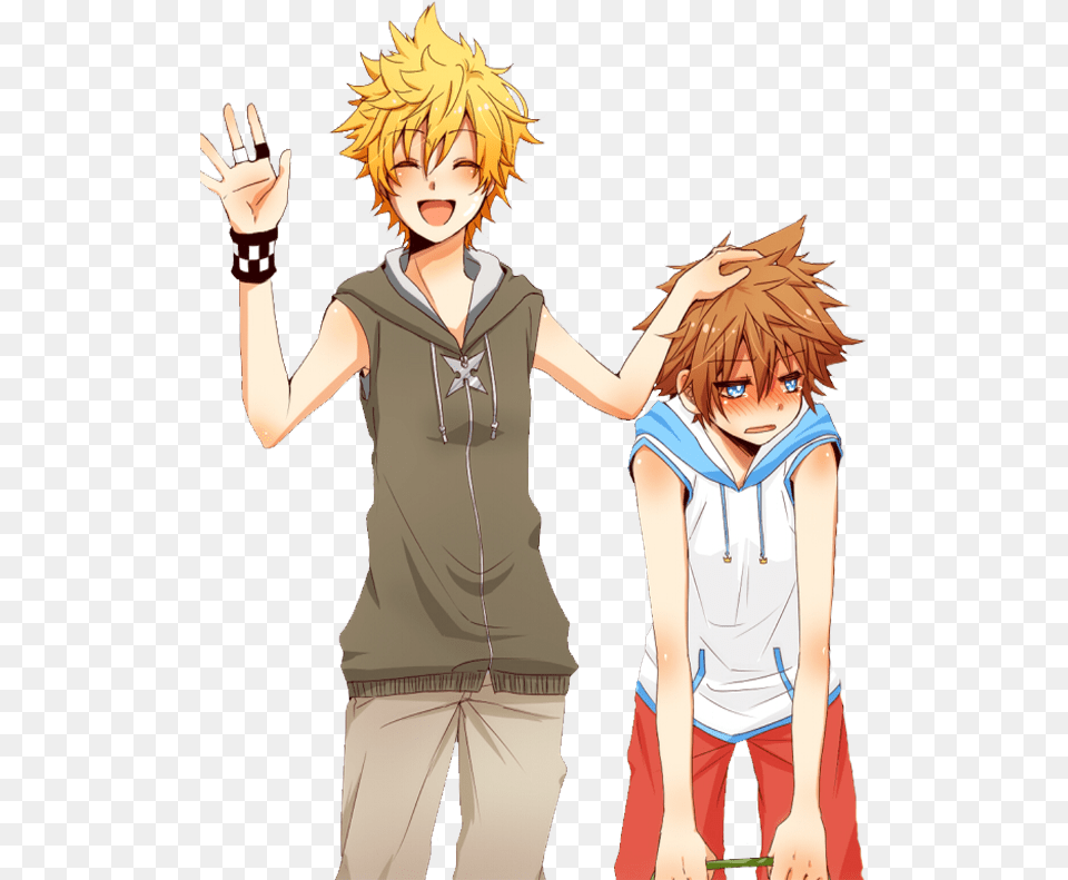 Roxas With Friend Pic Kingdom Hearts Sora And Roxas Fanfic, Publication, Book, Comics, Person Png