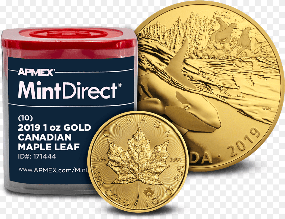 Royal Canadian Mint Gold Apmex Maple Leaf Gold Tube, Can, Tin, Coin, Money Png