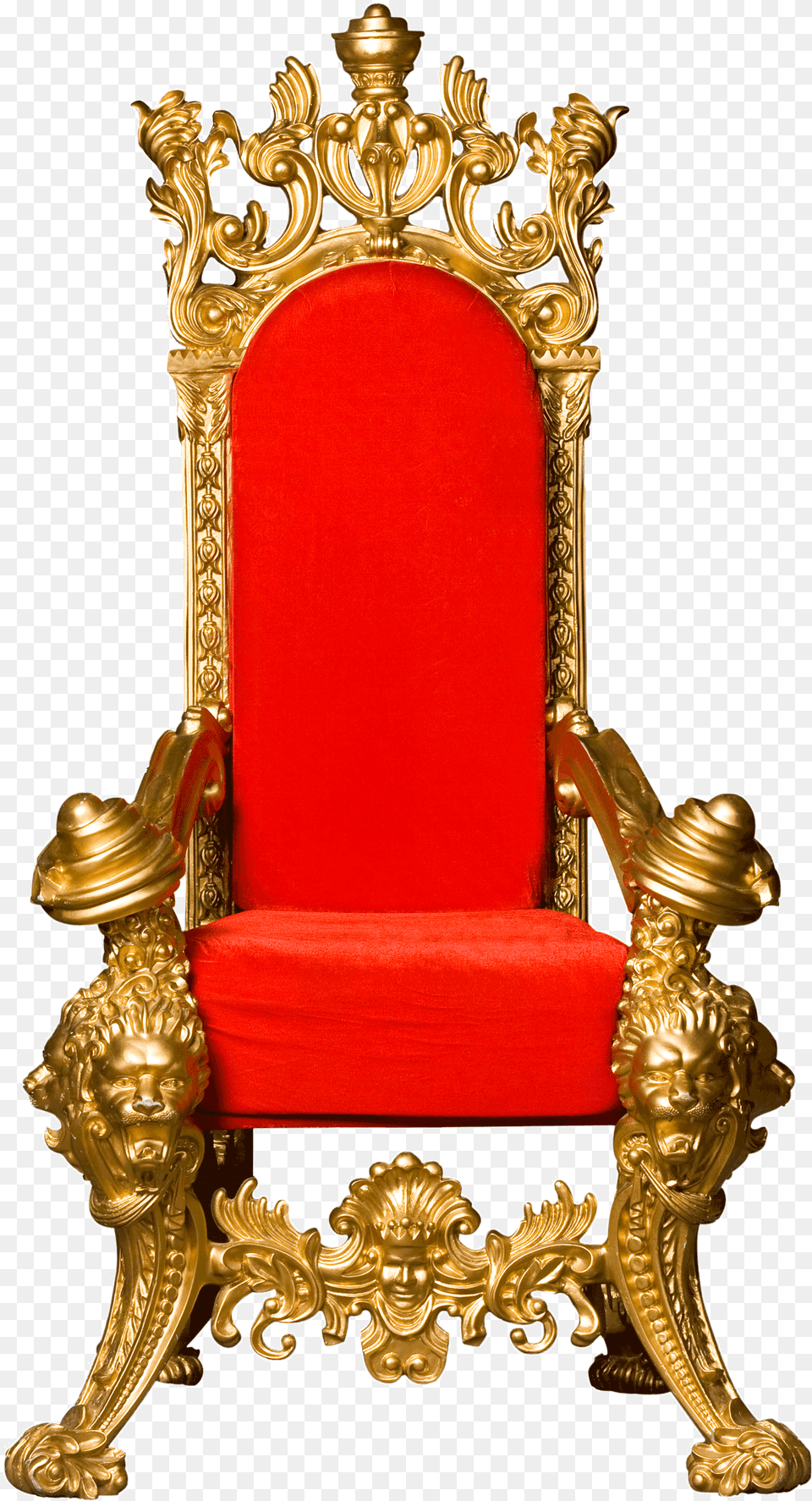 Royal Chair Gold Red Freetoedit Clipart Throne, Furniture, Face, Head, Person Png