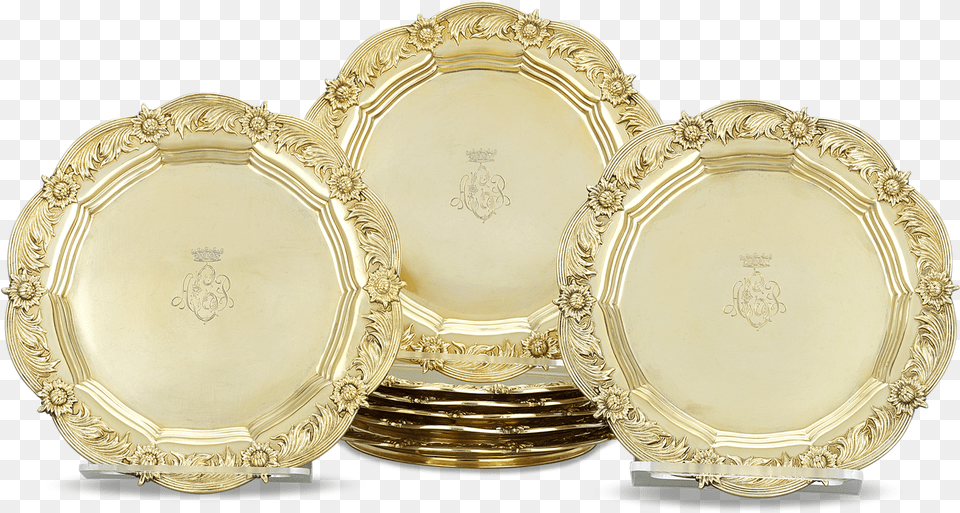 Royal Chrysanthemum Silver Gilt Salad Plates By Tiffany Serving Tray, Gold, Art, Porcelain, Pottery Png