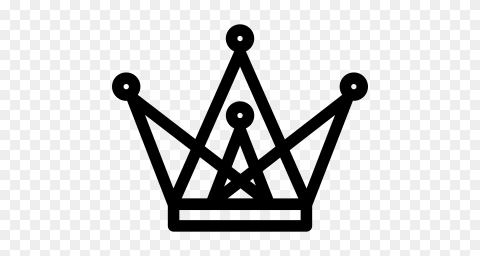 Royal Crown Made Of Triangle Outlines And Circle Shapes Icon, Gray Free Png