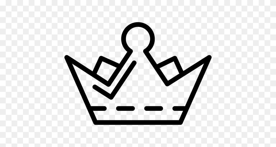 Royal Crown Outline With Broken Lines Icon, Gray Png