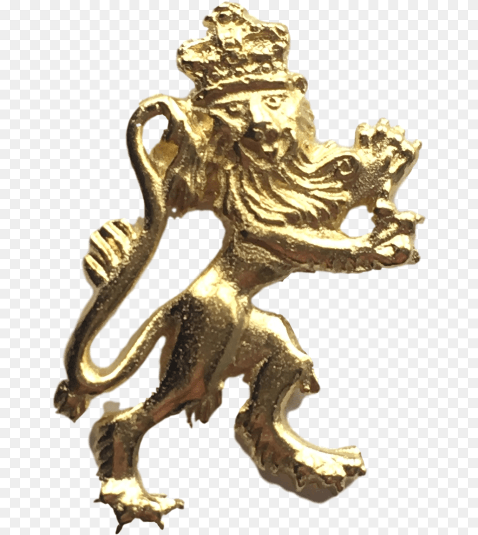 Royal Lion Royal Coat Of Arms Gold Plated Lapel Pin Lapel Pin, Bronze, Person, Accessories, Face Png