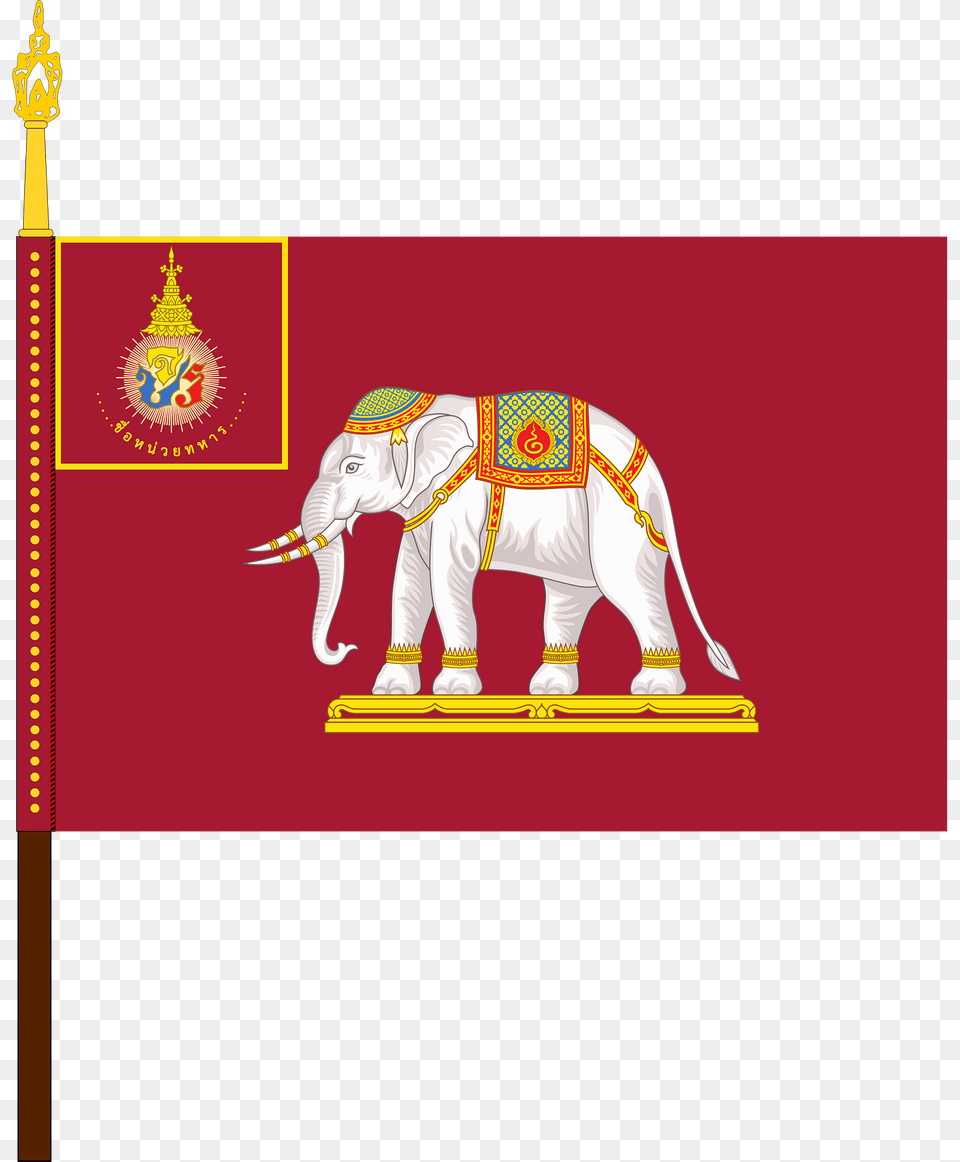 Royal Siamese Army Unit Colours King Rama V With Staff Clipart, Animal, Elephant, Mammal, Wildlife Png Image