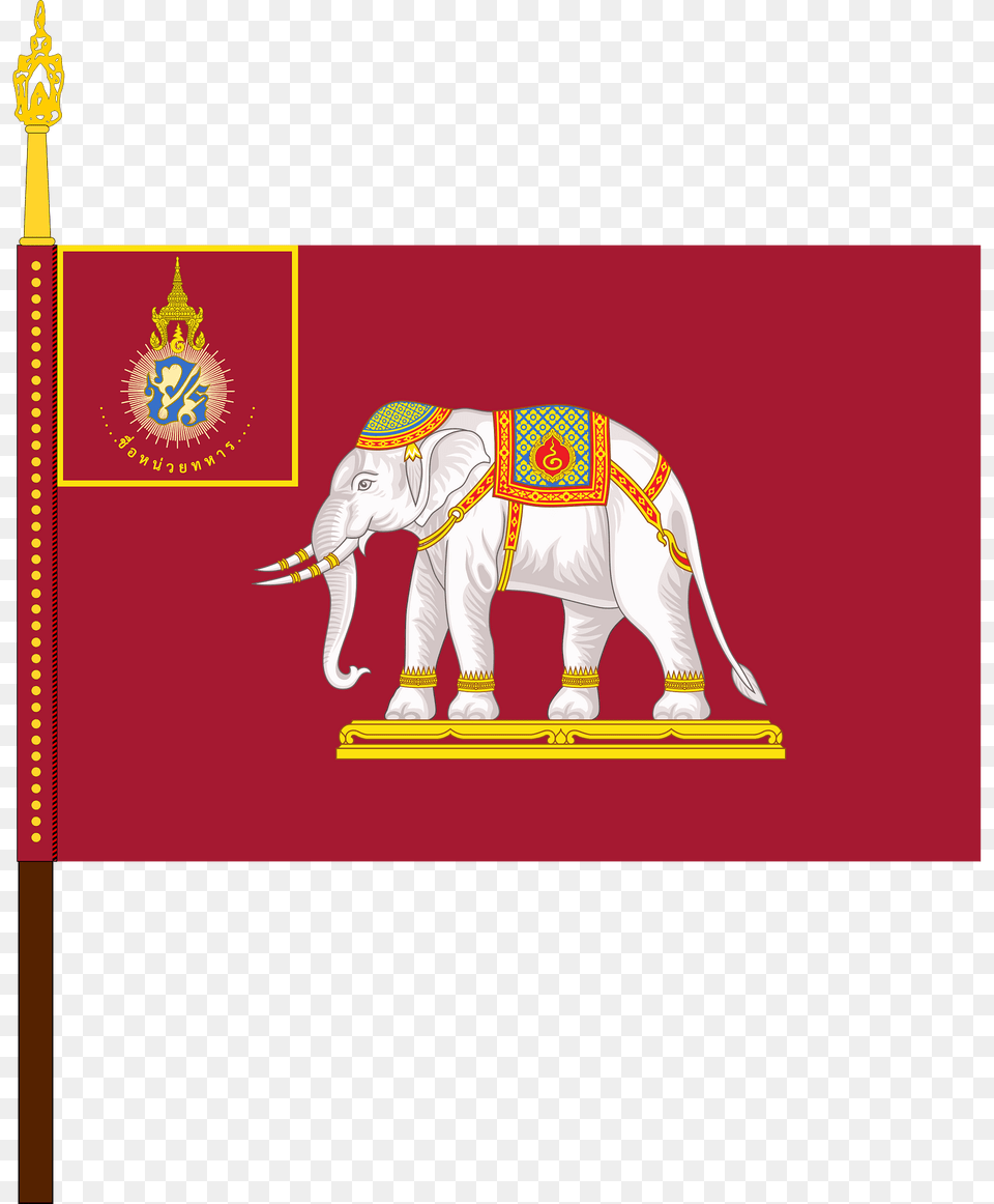 Royal Siamese Army Unit Colours King Rama Vi With Staff Clipart, Animal, Elephant, Mammal, Wildlife Free Png