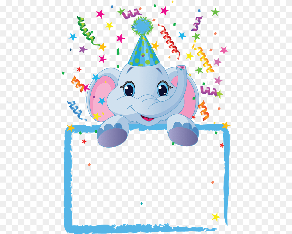 Royalty Clipart Illustration Of An Adorable Elephant First Birthday Frame, Clothing, Hat, Baby, Person Free Png