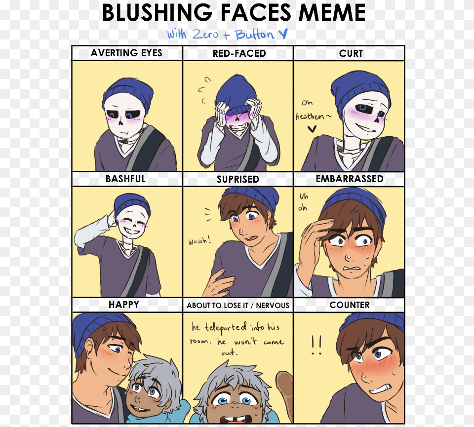 Royalty Free Blushing Meme Zero Ft Button By Freckleddancho Blushing Faces Meme, Publication, Book, Comics, Manga Png