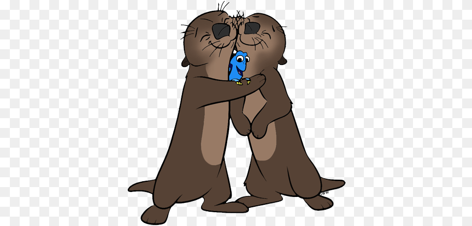 Royalty Free Library Clip Art Disney Galore Otters Finding Dory Otters Hug, Baby, Person, Animal, Mammal Png
