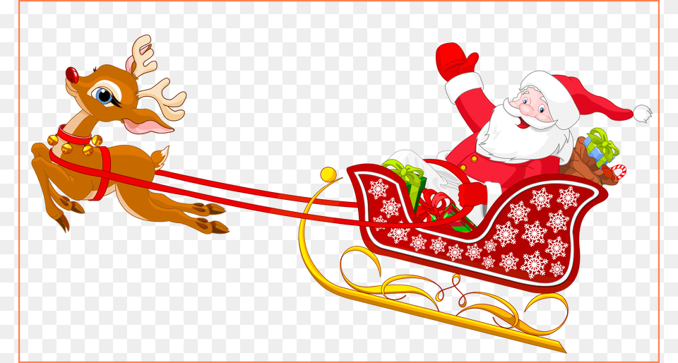 Royalty Stock Amazing Santa And Reindeer With Santa Claus And Reindeer Clipart, Outdoors, Sled, Face, Head Free Png