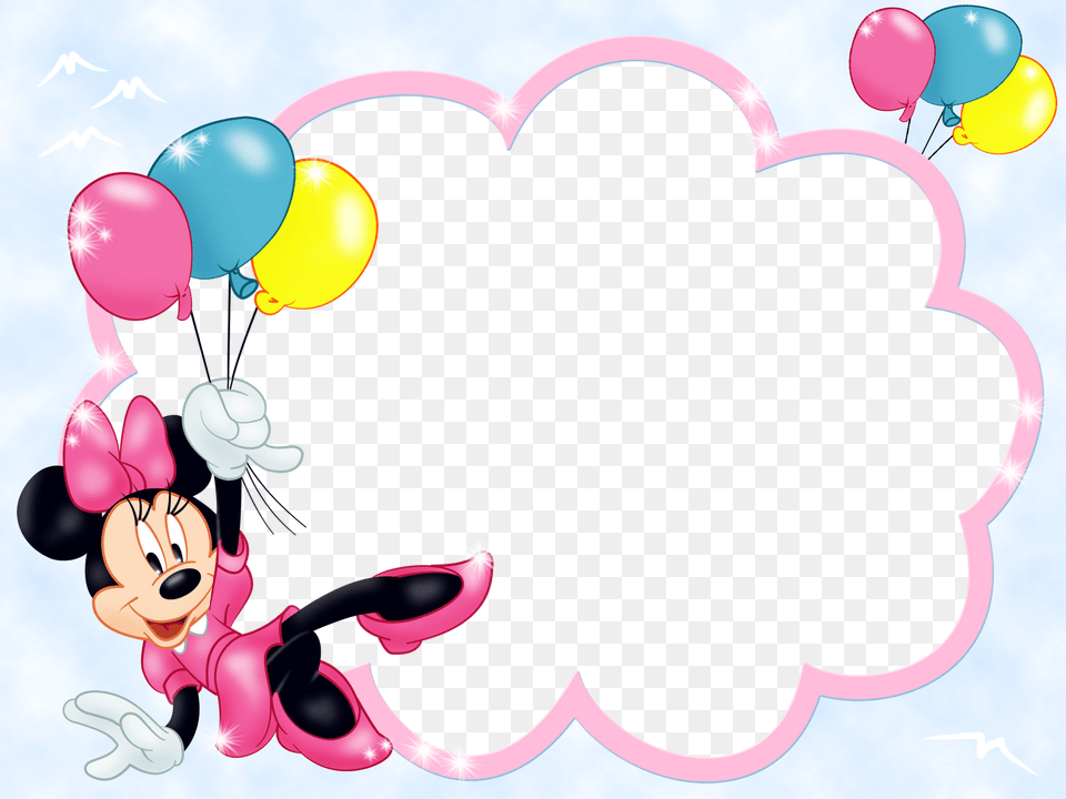 Royalty Free Stock Kids Transparent Frame With Marcos De Minnie Mouse, Balloon Png