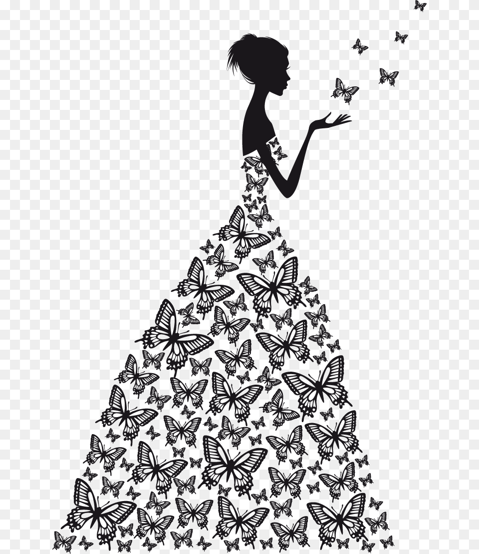 Royalty Stock Photography Clip Art Butterfly Woman Silhouette, Stencil, Graphics, Adult, Person Free Png Download