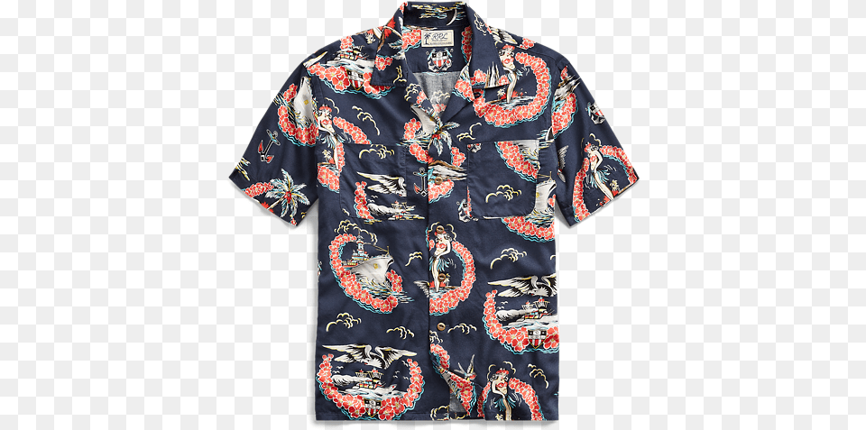 Rrl Mitchell And Ness All Over Shirt, Clothing, Pattern, Beachwear, Dress Free Png